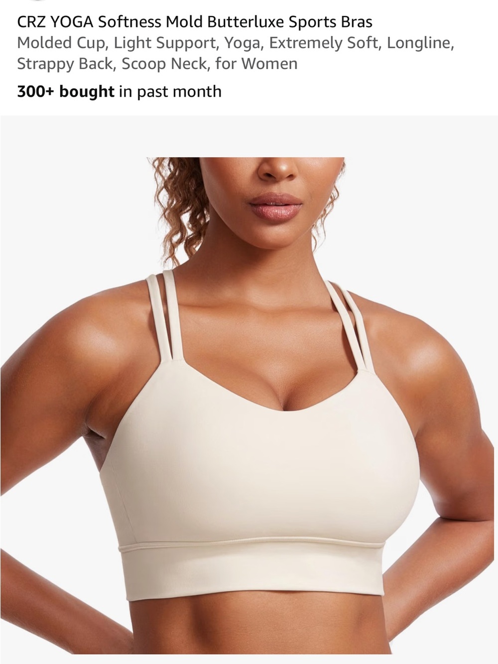 CRZ YOGA Butterluxe Longline Double-Strap Sports Bra in Cream